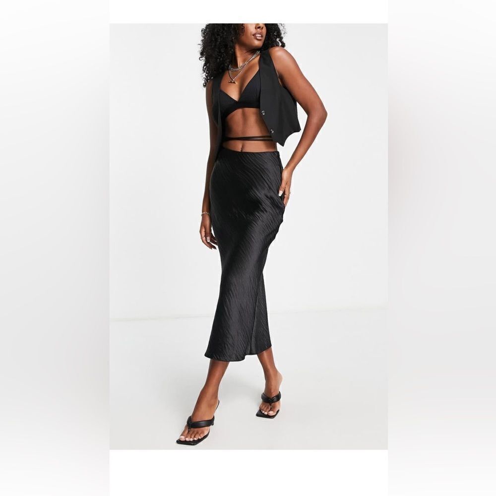 Topshop Tie Waist Satin Maxi Skirt NWT